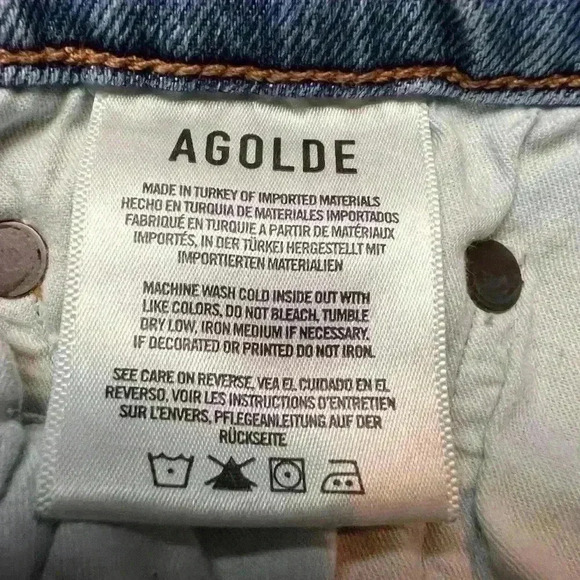 Agolde Nico High Rise Straight Jeans Raw Hem Distressed Organic Cotton Size 29 - Picture 8 of 9